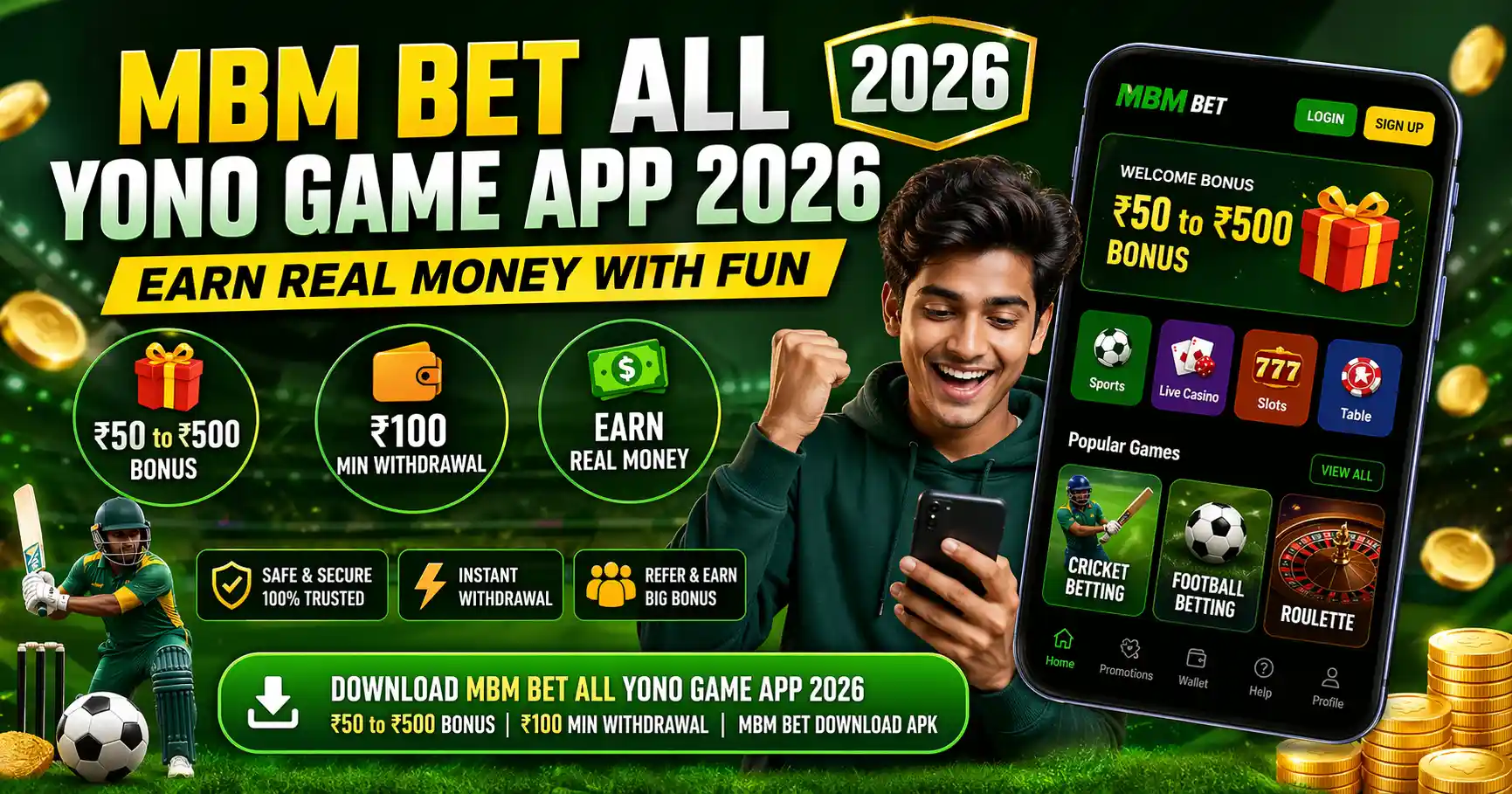 MBM Bet All Yono Game App 2026 – ₹50 to ₹500 Bonus | ₹100 Min Withdrawal | MBM Bet Download Se Paise Kaise Kamaye - Earn Real Cash 2026